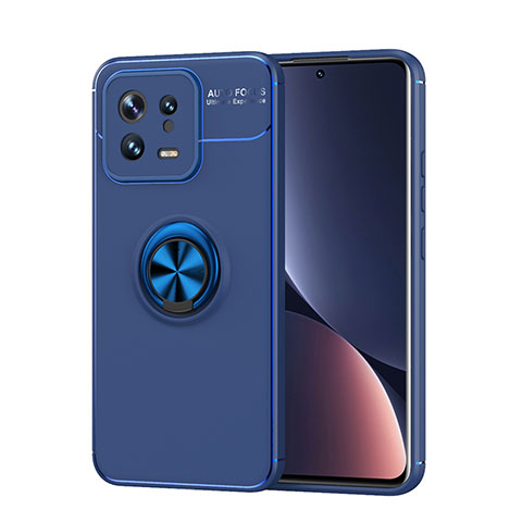 Funda Silicona Carcasa Ultrafina Goma con Magnetico Anillo de dedo Soporte SD1 para Xiaomi Mi 13 5G Azul