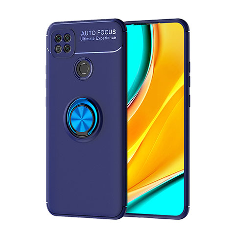 Funda Silicona Carcasa Ultrafina Goma con Magnetico Anillo de dedo Soporte SD1 para Xiaomi POCO C3 Azul