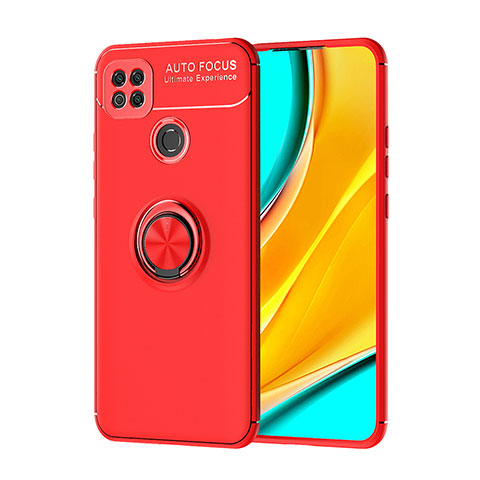 Funda Silicona Carcasa Ultrafina Goma con Magnetico Anillo de dedo Soporte SD1 para Xiaomi POCO C31 Rojo