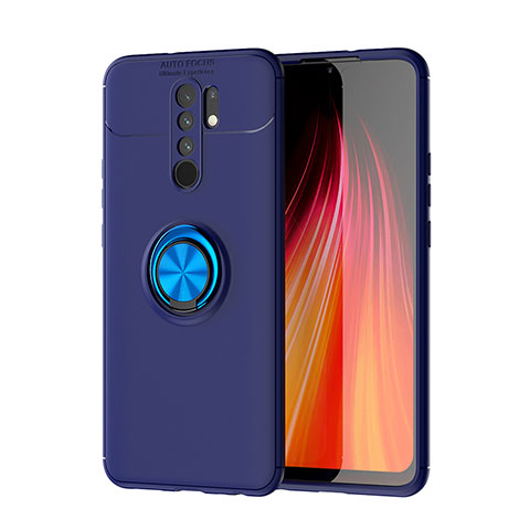 Funda Silicona Carcasa Ultrafina Goma con Magnetico Anillo de dedo Soporte SD1 para Xiaomi Poco M2 Azul