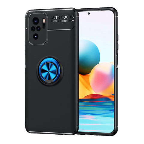 Funda Silicona Carcasa Ultrafina Goma con Magnetico Anillo de dedo Soporte SD1 para Xiaomi Poco M5S Azul y Negro