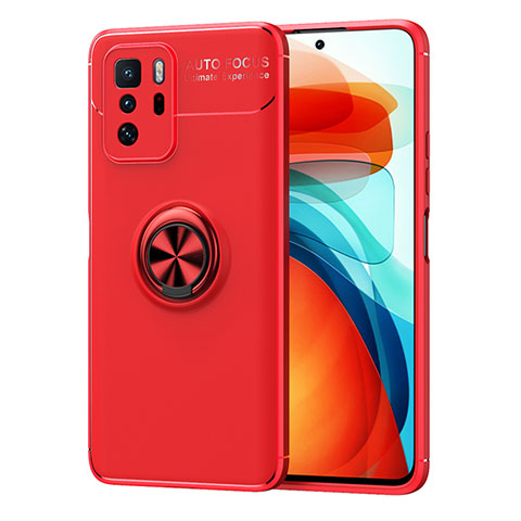 Funda Silicona Carcasa Ultrafina Goma con Magnetico Anillo de dedo Soporte SD1 para Xiaomi Poco X3 GT 5G Rojo