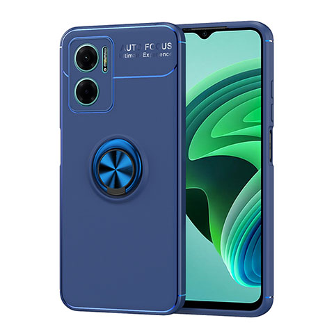 Funda Silicona Carcasa Ultrafina Goma con Magnetico Anillo de dedo Soporte SD1 para Xiaomi Redmi 10 5G Azul