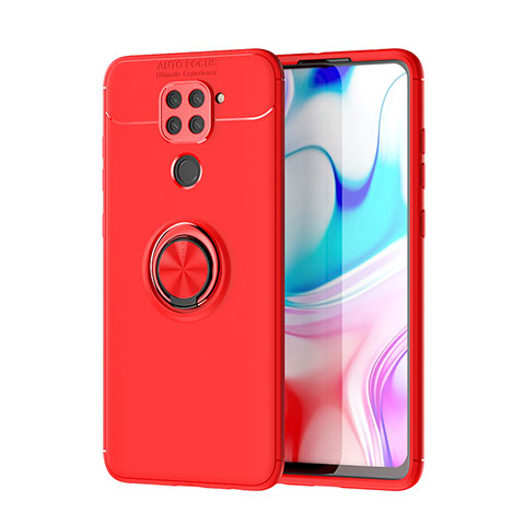 Funda Silicona Carcasa Ultrafina Goma con Magnetico Anillo de dedo Soporte SD1 para Xiaomi Redmi 10X 4G Rojo