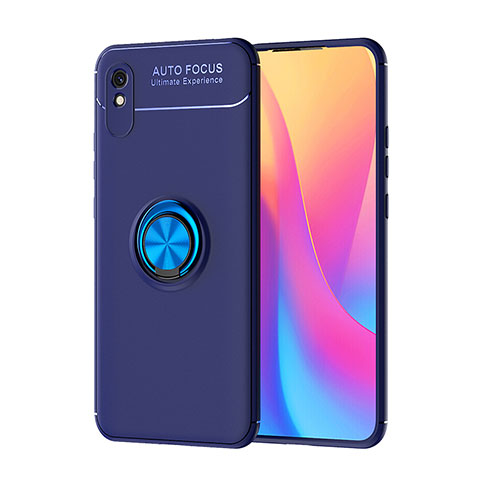 Funda Silicona Carcasa Ultrafina Goma con Magnetico Anillo de dedo Soporte SD1 para Xiaomi Redmi 9AT Azul