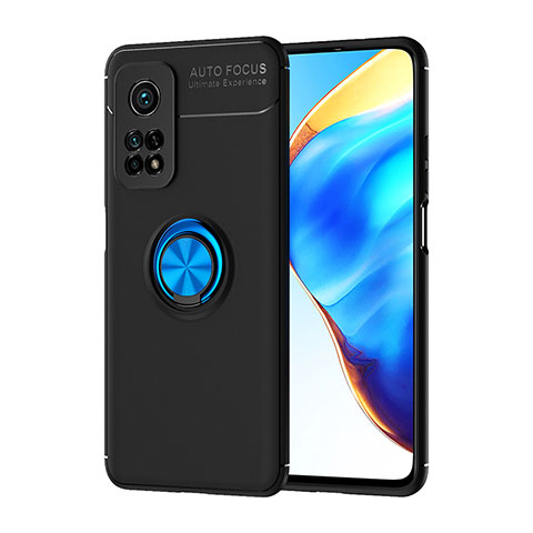 Funda Silicona Carcasa Ultrafina Goma con Magnetico Anillo de dedo Soporte SD1 para Xiaomi Redmi K30S 5G Azul y Negro