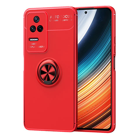 Funda Silicona Carcasa Ultrafina Goma con Magnetico Anillo de dedo Soporte SD1 para Xiaomi Redmi K50 Pro 5G Rojo