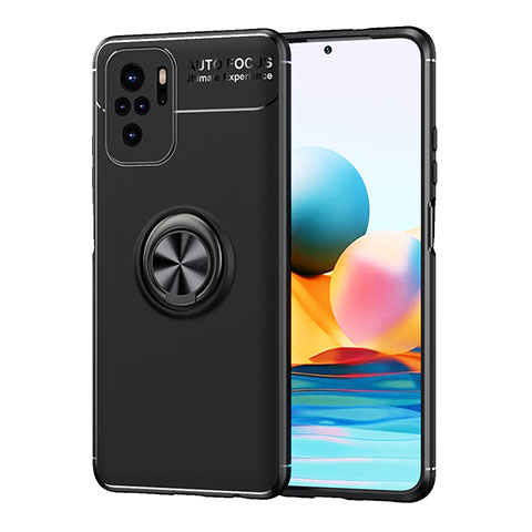 Funda Silicona Carcasa Ultrafina Goma con Magnetico Anillo de dedo Soporte SD1 para Xiaomi Redmi Note 10 4G Negro