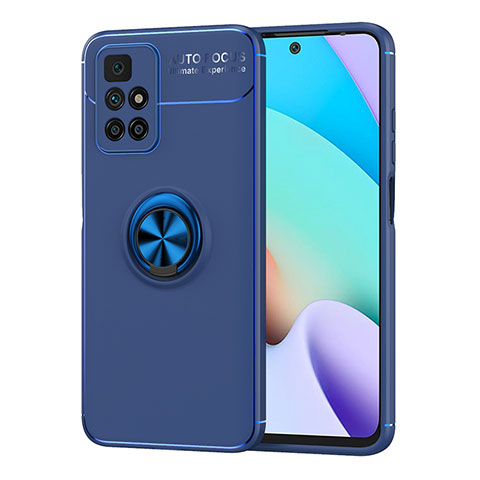 Funda Silicona Carcasa Ultrafina Goma con Magnetico Anillo de dedo Soporte SD1 para Xiaomi Redmi Note 11 4G (2021) Azul