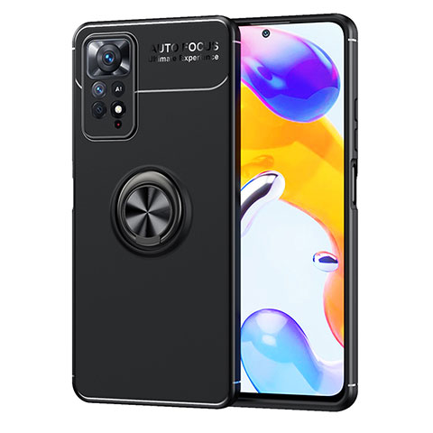 Funda Silicona Carcasa Ultrafina Goma con Magnetico Anillo de dedo Soporte SD1 para Xiaomi Redmi Note 11 Pro 4G Negro