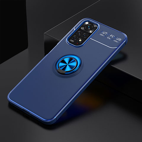 Funda Silicona Carcasa Ultrafina Goma con Magnetico Anillo de dedo Soporte SD1 para Xiaomi Redmi Note 11S 4G Azul