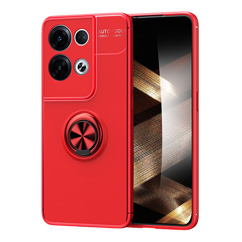 Funda Silicona Carcasa Ultrafina Goma con Magnetico Anillo de dedo Soporte SD1 para Xiaomi Redmi Note 13 5G Rojo