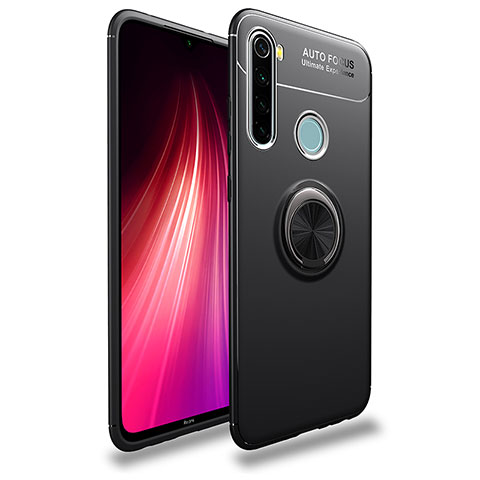 Funda Silicona Carcasa Ultrafina Goma con Magnetico Anillo de dedo Soporte SD1 para Xiaomi Redmi Note 8 (2021) Negro