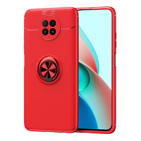 Funda Silicona Carcasa Ultrafina Goma con Magnetico Anillo de dedo Soporte SD1 para Xiaomi Redmi Note 9 5G Rojo