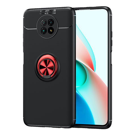 Funda Silicona Carcasa Ultrafina Goma con Magnetico Anillo de dedo Soporte SD1 para Xiaomi Redmi Note 9 5G Rojo y Negro