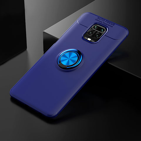 Funda Silicona Carcasa Ultrafina Goma con Magnetico Anillo de dedo Soporte SD1 para Xiaomi Redmi Note 9 Pro Max Azul