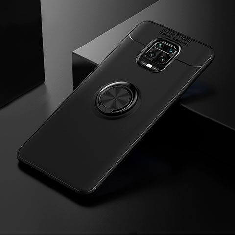 Funda Silicona Carcasa Ultrafina Goma con Magnetico Anillo de dedo Soporte SD1 para Xiaomi Redmi Note 9 Pro Max Negro