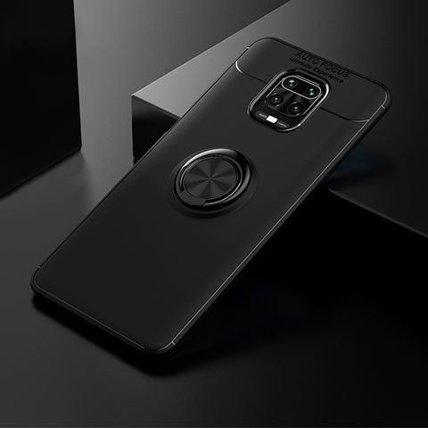 Funda Silicona Carcasa Ultrafina Goma con Magnetico Anillo de dedo Soporte SD1 para Xiaomi Redmi Note 9 Pro Negro