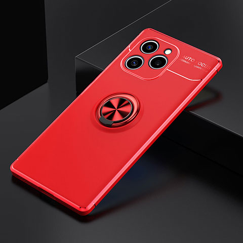 Funda Silicona Carcasa Ultrafina Goma con Magnetico Anillo de dedo Soporte SD2 para Huawei Honor 60 SE 5G Rojo