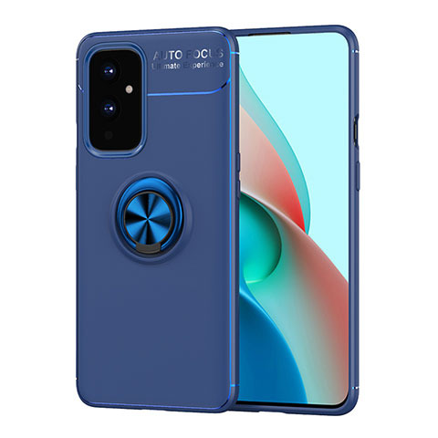 Funda Silicona Carcasa Ultrafina Goma con Magnetico Anillo de dedo Soporte SD2 para OnePlus 9 5G Azul