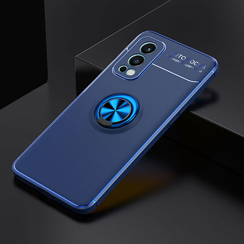 Funda Silicona Carcasa Ultrafina Goma con Magnetico Anillo de dedo Soporte SD2 para OnePlus Nord 2 5G Azul