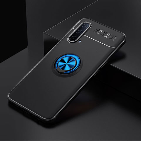 Funda Silicona Carcasa Ultrafina Goma con Magnetico Anillo de dedo Soporte SD2 para OnePlus Nord CE 5G Azul y Negro