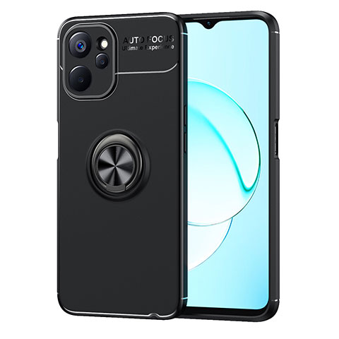 Funda Silicona Carcasa Ultrafina Goma con Magnetico Anillo de dedo Soporte SD2 para Realme 10T 5G Negro