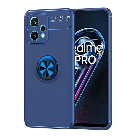 Funda Silicona Carcasa Ultrafina Goma con Magnetico Anillo de dedo Soporte SD2 para Realme 9 Pro 5G Azul