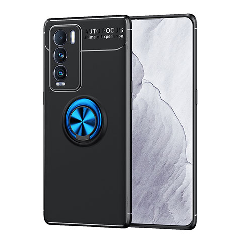 Funda Silicona Carcasa Ultrafina Goma con Magnetico Anillo de dedo Soporte SD2 para Realme GT Master Explorer 5G Azul y Negro