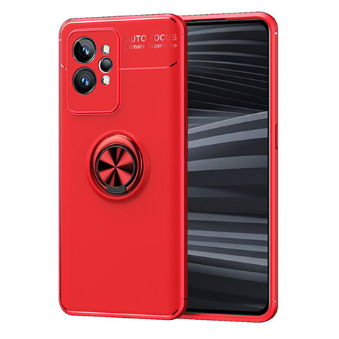 Funda Silicona Carcasa Ultrafina Goma con Magnetico Anillo de dedo Soporte SD2 para Realme GT2 Pro 5G Rojo