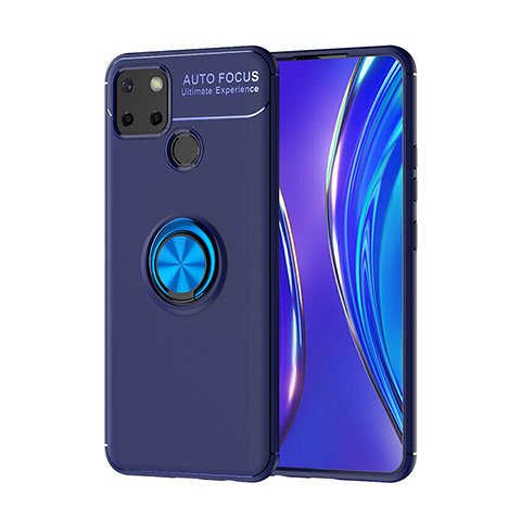 Funda Silicona Carcasa Ultrafina Goma con Magnetico Anillo de dedo Soporte SD2 para Realme Narzo 20 Azul