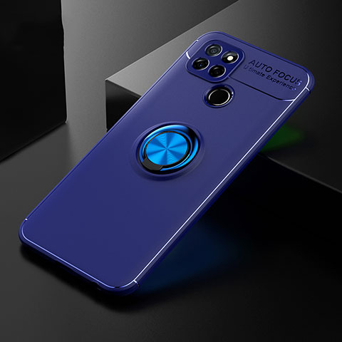 Funda Silicona Carcasa Ultrafina Goma con Magnetico Anillo de dedo Soporte SD2 para Realme Q2i 5G Azul