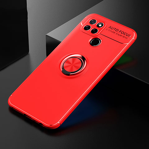 Funda Silicona Carcasa Ultrafina Goma con Magnetico Anillo de dedo Soporte SD2 para Realme Q2i 5G Rojo