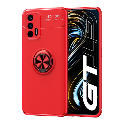 Funda Silicona Carcasa Ultrafina Goma con Magnetico Anillo de dedo Soporte SD2 para Realme Q3 Pro 5G Rojo