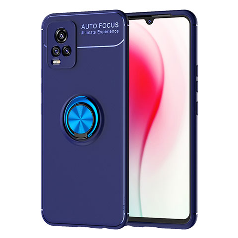 Funda Silicona Carcasa Ultrafina Goma con Magnetico Anillo de dedo Soporte SD2 para Vivo V20 (2021) Azul