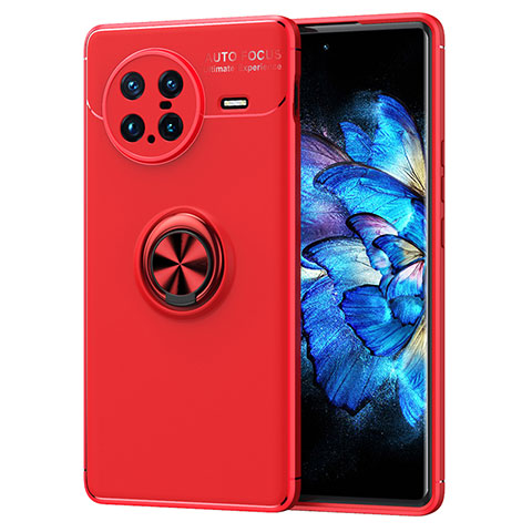 Funda Silicona Carcasa Ultrafina Goma con Magnetico Anillo de dedo Soporte SD2 para Vivo X Note Rojo