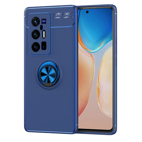 Funda Silicona Carcasa Ultrafina Goma con Magnetico Anillo de dedo Soporte SD2 para Vivo X70 Pro+ Plus 5G Azul