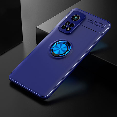 Funda Silicona Carcasa Ultrafina Goma con Magnetico Anillo de dedo Soporte SD2 para Xiaomi Mi 10T 5G Azul