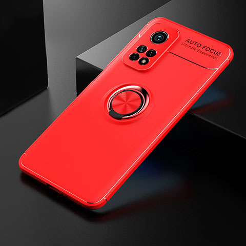 Funda Silicona Carcasa Ultrafina Goma con Magnetico Anillo de dedo Soporte SD2 para Xiaomi Mi 10T Pro 5G Rojo