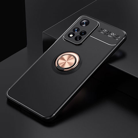 Funda Silicona Carcasa Ultrafina Goma con Magnetico Anillo de dedo Soporte SD2 para Xiaomi Mi 11i 5G (2022) Oro y Negro