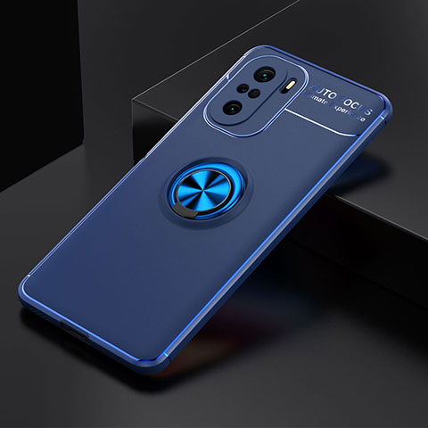 Funda Silicona Carcasa Ultrafina Goma con Magnetico Anillo de dedo Soporte SD2 para Xiaomi Mi 11X 5G Azul