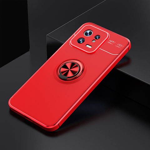 Funda Silicona Carcasa Ultrafina Goma con Magnetico Anillo de dedo Soporte SD2 para Xiaomi Mi 13 5G Rojo