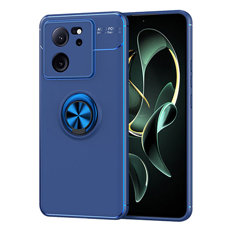 Funda Silicona Carcasa Ultrafina Goma con Magnetico Anillo de dedo Soporte SD2 para Xiaomi Mi 13T 5G Azul