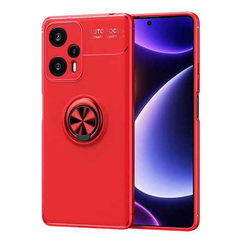 Funda Silicona Carcasa Ultrafina Goma con Magnetico Anillo de dedo Soporte SD2 para Xiaomi Poco F5 5G Rojo