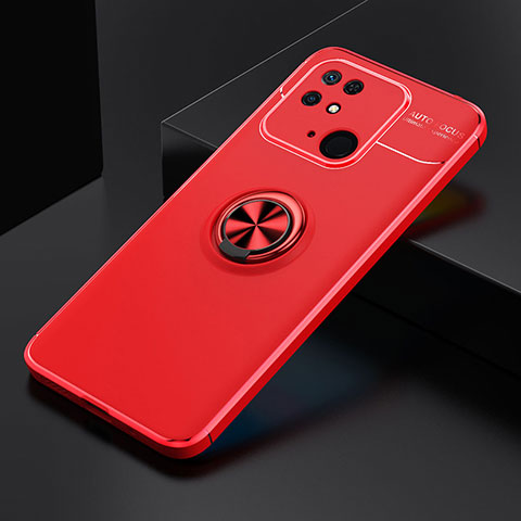 Funda Silicona Carcasa Ultrafina Goma con Magnetico Anillo de dedo Soporte SD2 para Xiaomi Redmi 10 India Rojo