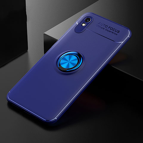 Funda Silicona Carcasa Ultrafina Goma con Magnetico Anillo de dedo Soporte SD2 para Xiaomi Redmi 9A Azul