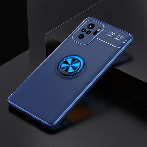 Funda Silicona Carcasa Ultrafina Goma con Magnetico Anillo de dedo Soporte SD2 para Xiaomi Redmi Note 11 SE India 4G Azul