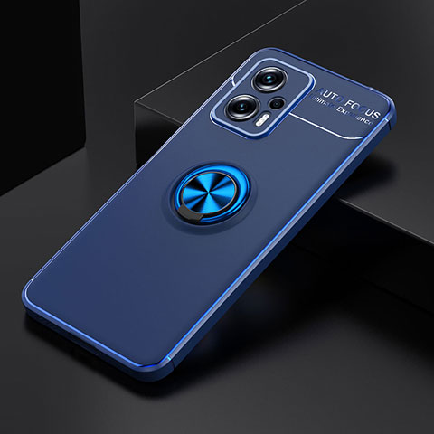 Funda Silicona Carcasa Ultrafina Goma con Magnetico Anillo de dedo Soporte SD2 para Xiaomi Redmi Note 11T Pro 5G Azul
