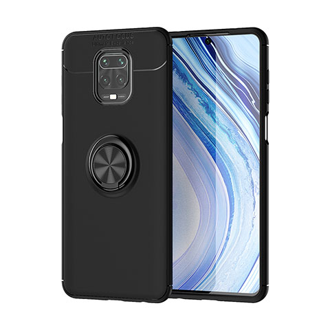 Funda Silicona Carcasa Ultrafina Goma con Magnetico Anillo de dedo Soporte SD2 para Xiaomi Redmi Note 9 Pro Max Negro