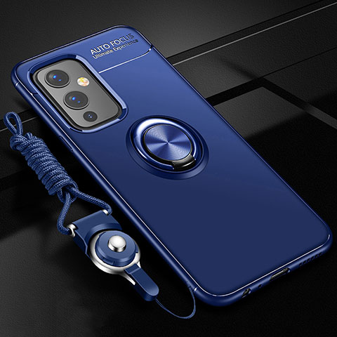 Funda Silicona Carcasa Ultrafina Goma con Magnetico Anillo de dedo Soporte SD3 para OnePlus 9 5G Azul